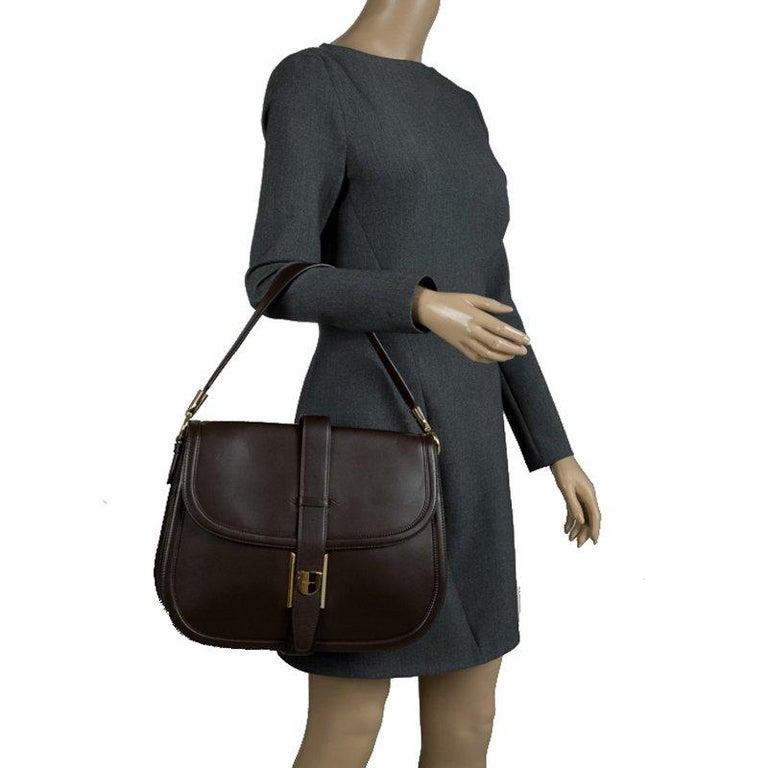 Salvatore Ferragamo Cacao Leather Enny Handbag at 1stDibs enny purse