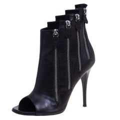 Giuseppe Zanotti Black Leather Multi Zip Ankle Boots Size 38.5