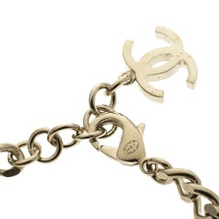 Chanel CC Brown Leather Gold Tone Chain Bracelet