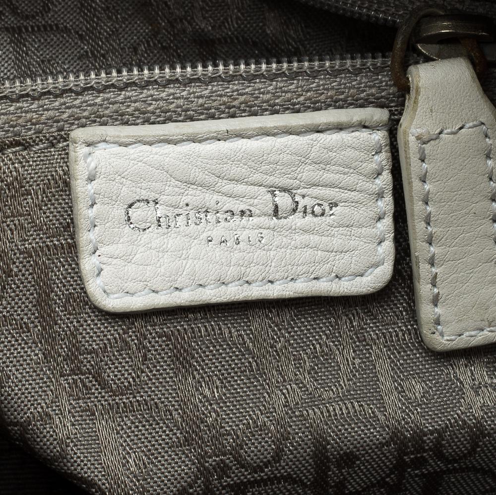 Dior White Cannage Leather Boston Bag 1