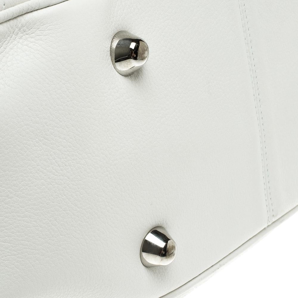 Dior White Cannage Leather Boston Bag 3