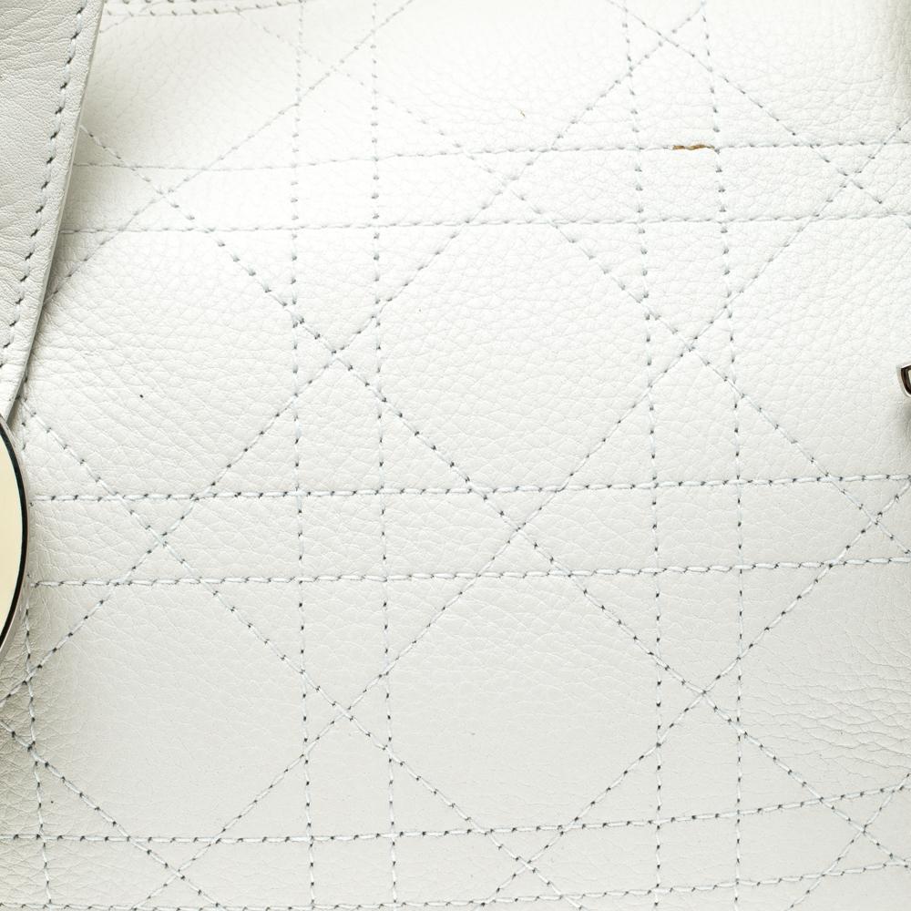 Dior White Cannage Leather Boston Bag 7