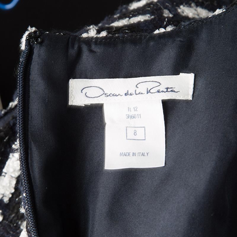 Oscar De La Renta Multicolor Textured Patch Detail Sleeveless Dress M 1