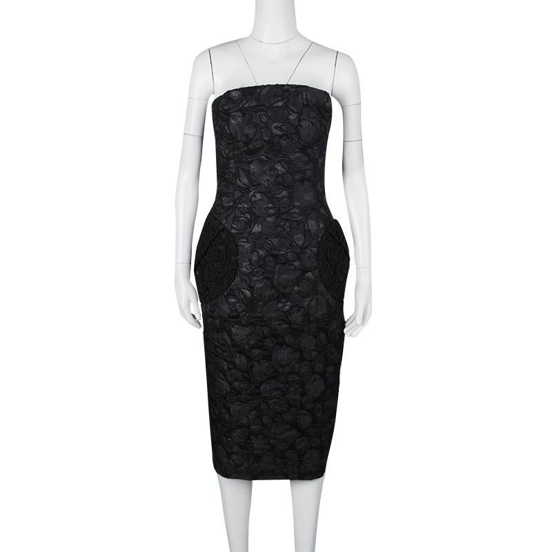 Marc Jacobs Black Polka Dot Lace Pocket Detail Strapless Dress L In Good Condition In Dubai, Al Qouz 2
