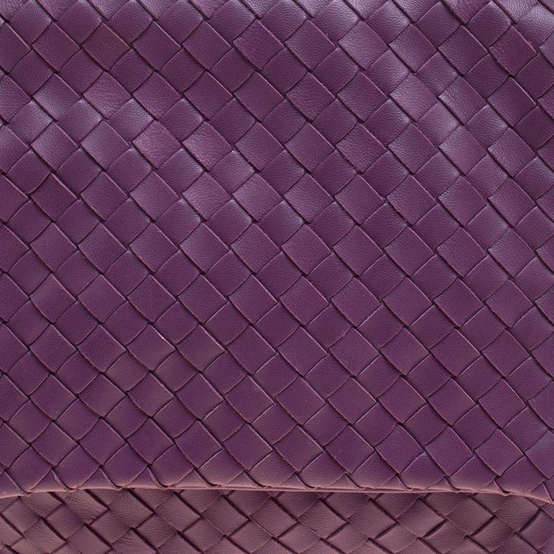 Bottega Veneta Purple Intrecciato Leather Flap Shoulder Bag 4