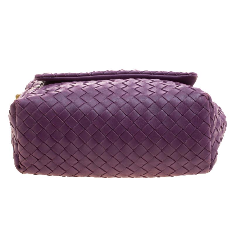 Bottega Veneta Purple Intrecciato Leather Flap Shoulder Bag 6