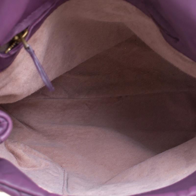 Women's Bottega Veneta Purple Intrecciato Leather Flap Shoulder Bag