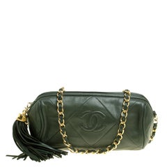 Chanel Dark Green Quilted Leather Vintage Shoulder Bag