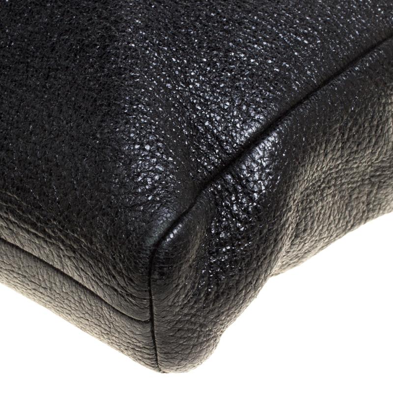 Jimmy Choo Black Shimmering Leather Ally Handcuff Shoulder Bag 1