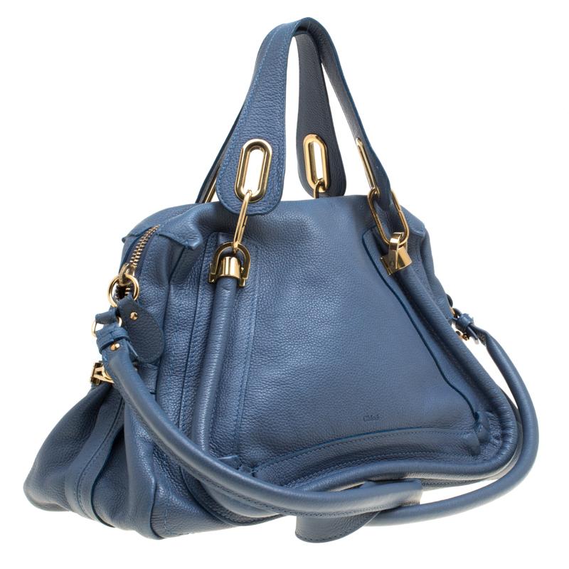 Chloe Blue Leather Medium Paraty Shoulder Bag 2