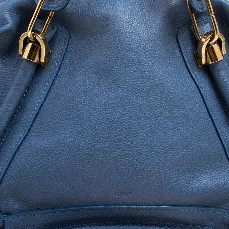 Women's Chloe Blue Leather Medium Paraty Shoulder Bag