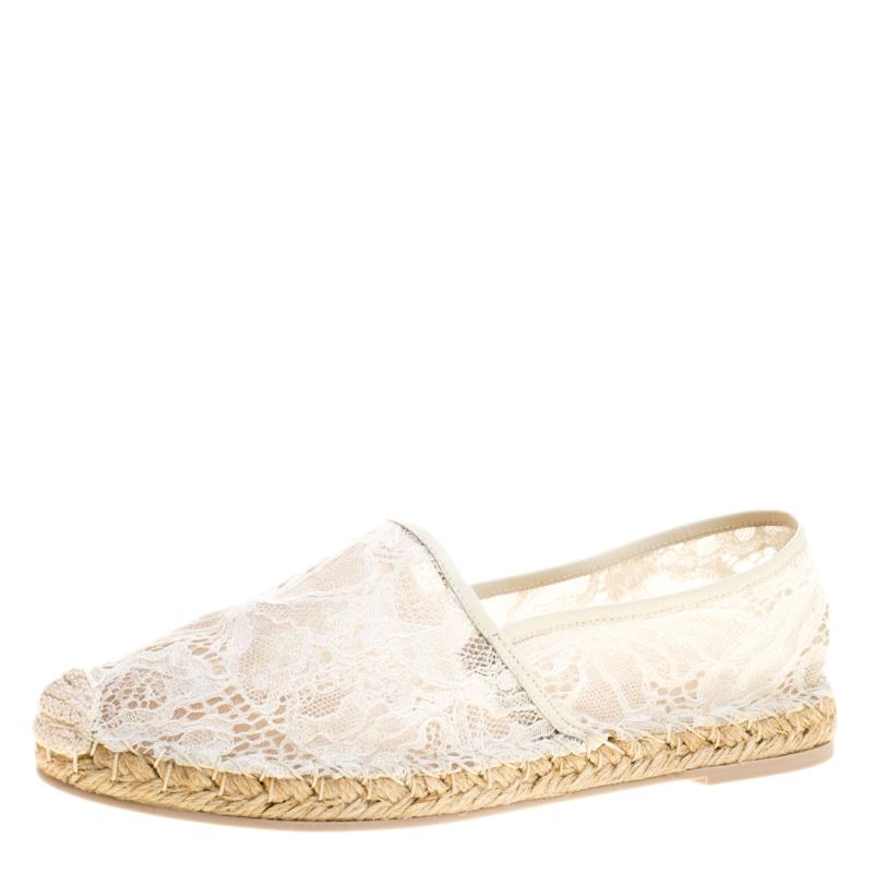 white lace espadrilles