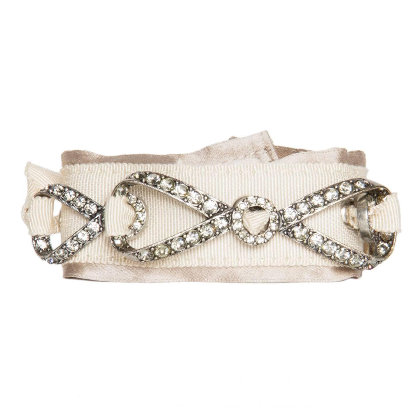Lanvin Ribbons & Crystals Bracelet In Excellent Condition For Sale In Brooklyn, NY