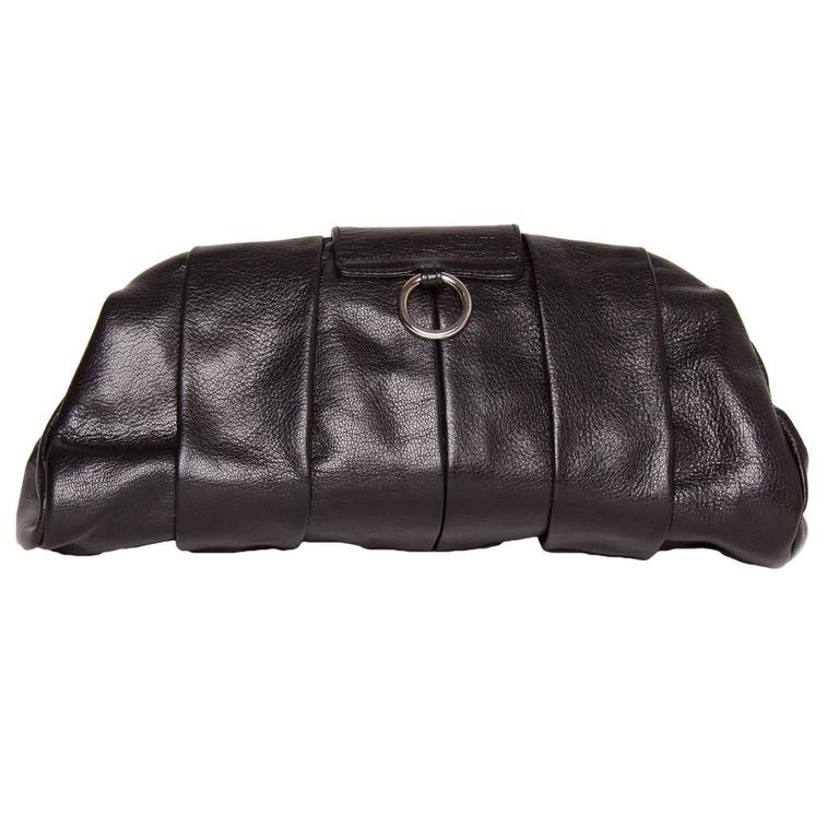Yves Saint Laurent Lip Closure Black Clutch Bag For Sale at 1stDibs