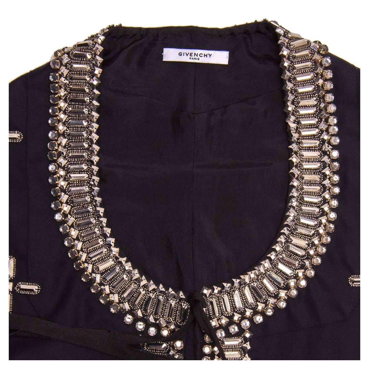 Givenchy Black Cotton & Rhinestone Vest In New Condition For Sale In Brooklyn, NY
