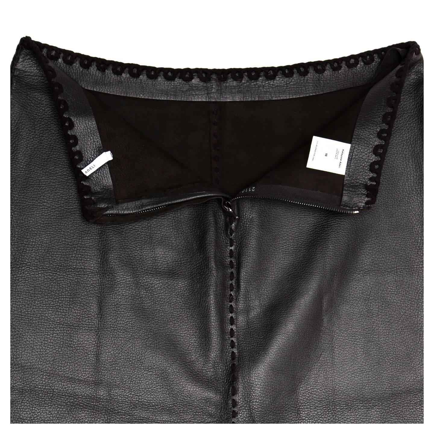 Katayone Adeli Black leather Skirt In Excellent Condition For Sale In Brooklyn, NY