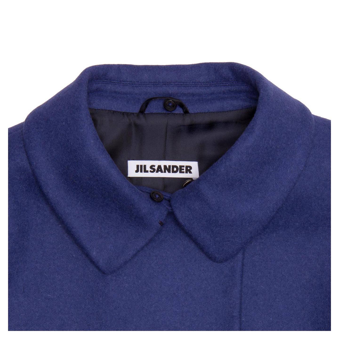 Jil Sander Blue Wool & Fur Short Jacket In New Condition For Sale In Brooklyn, NY