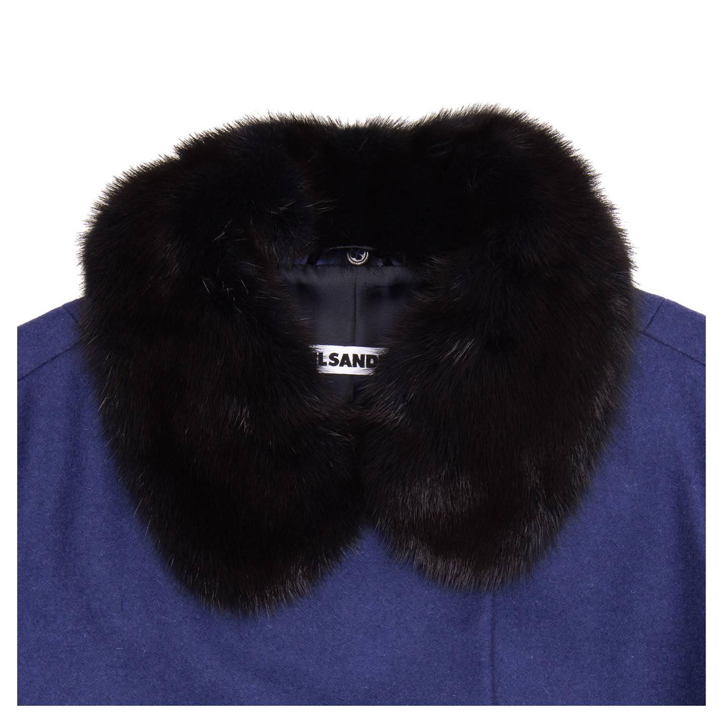 Women's Jil Sander Blue Wool & Fur Short Jacket For Sale