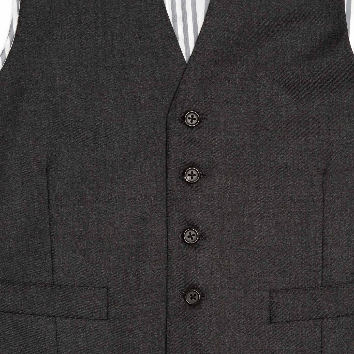 Black Thom Browne Charcoal Grey Wool Vest For Sale
