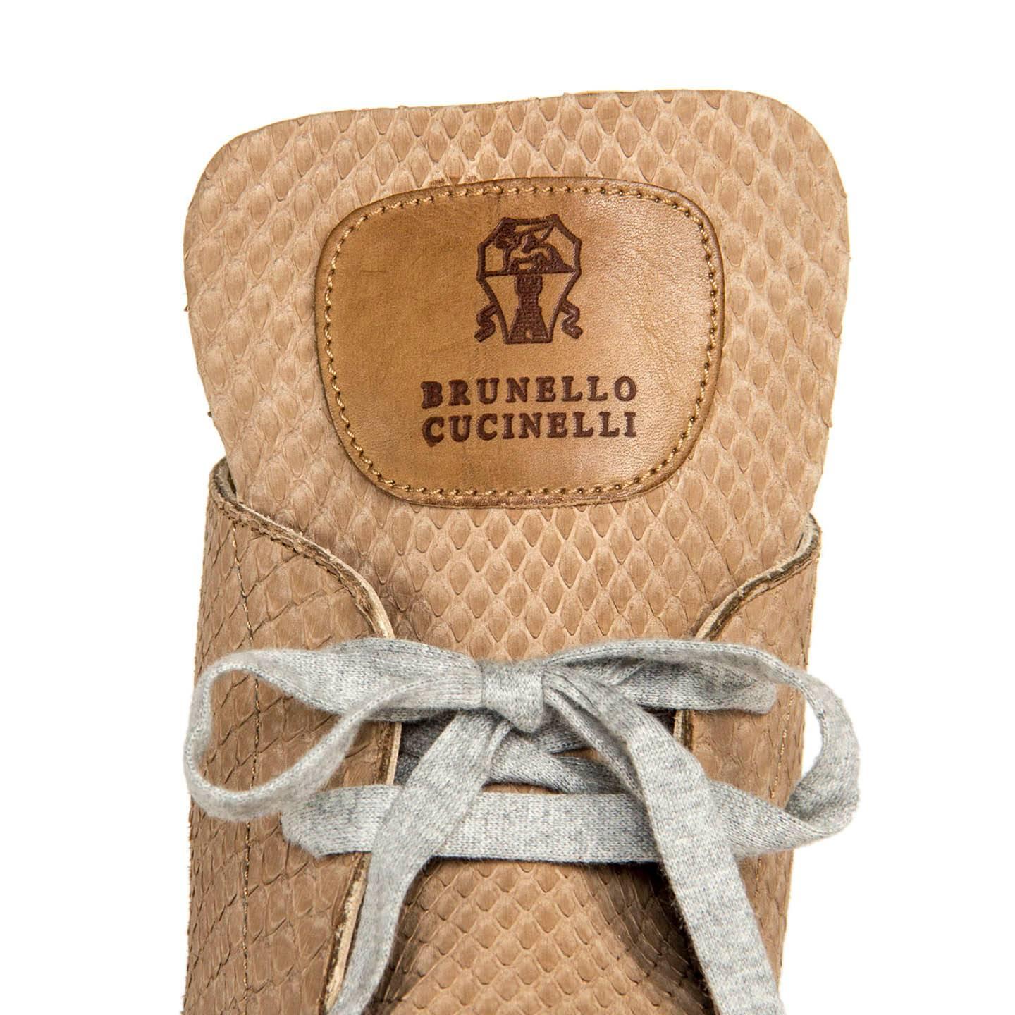 Women's Brunello Cucinelli Tan Python Ankle Boots For Sale