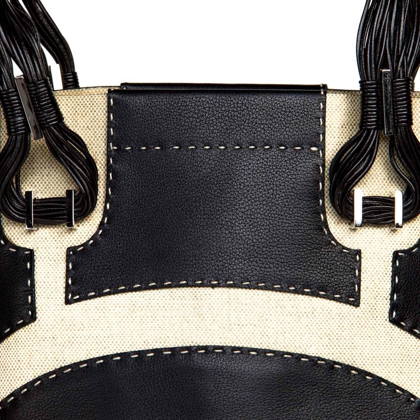 VBH Black Leather & Canvas Bag For Sale 1