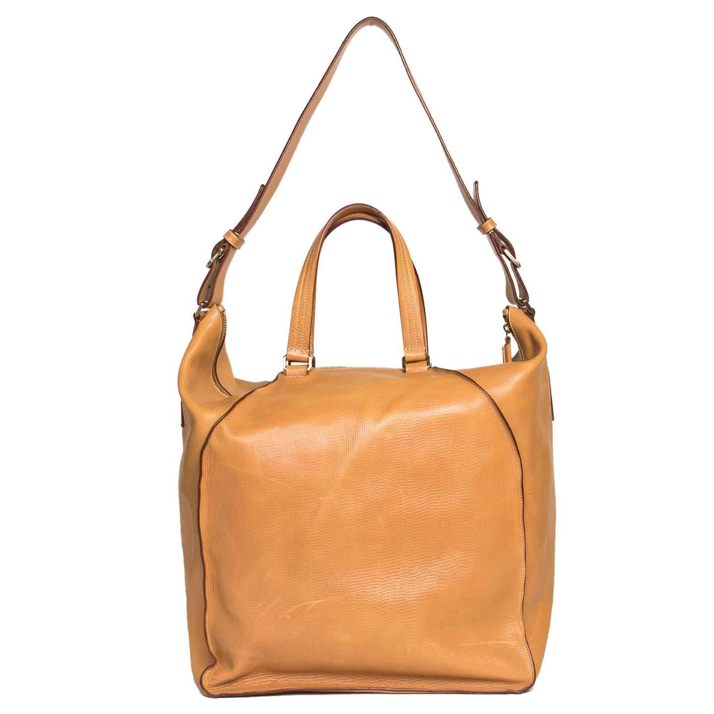 Orange Jil Sander Tan Leather Large Bag