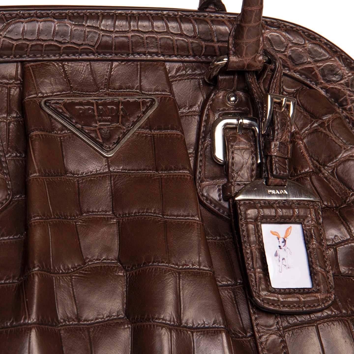 prada computer bag - Prada Brown Crocodile Vintage Style Bag For Sale at 1stdibs