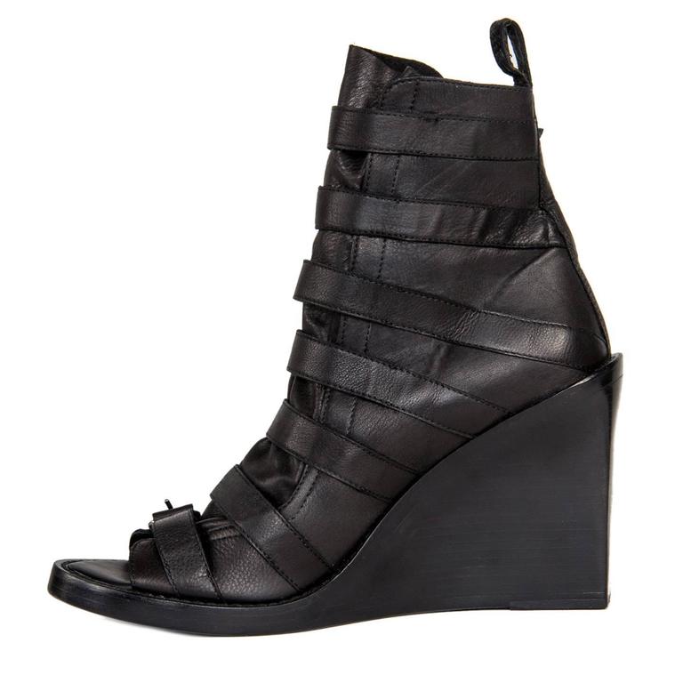 Ann Demeulemeester Black Open Front Ankle Boots at 1stDibs | open front ...