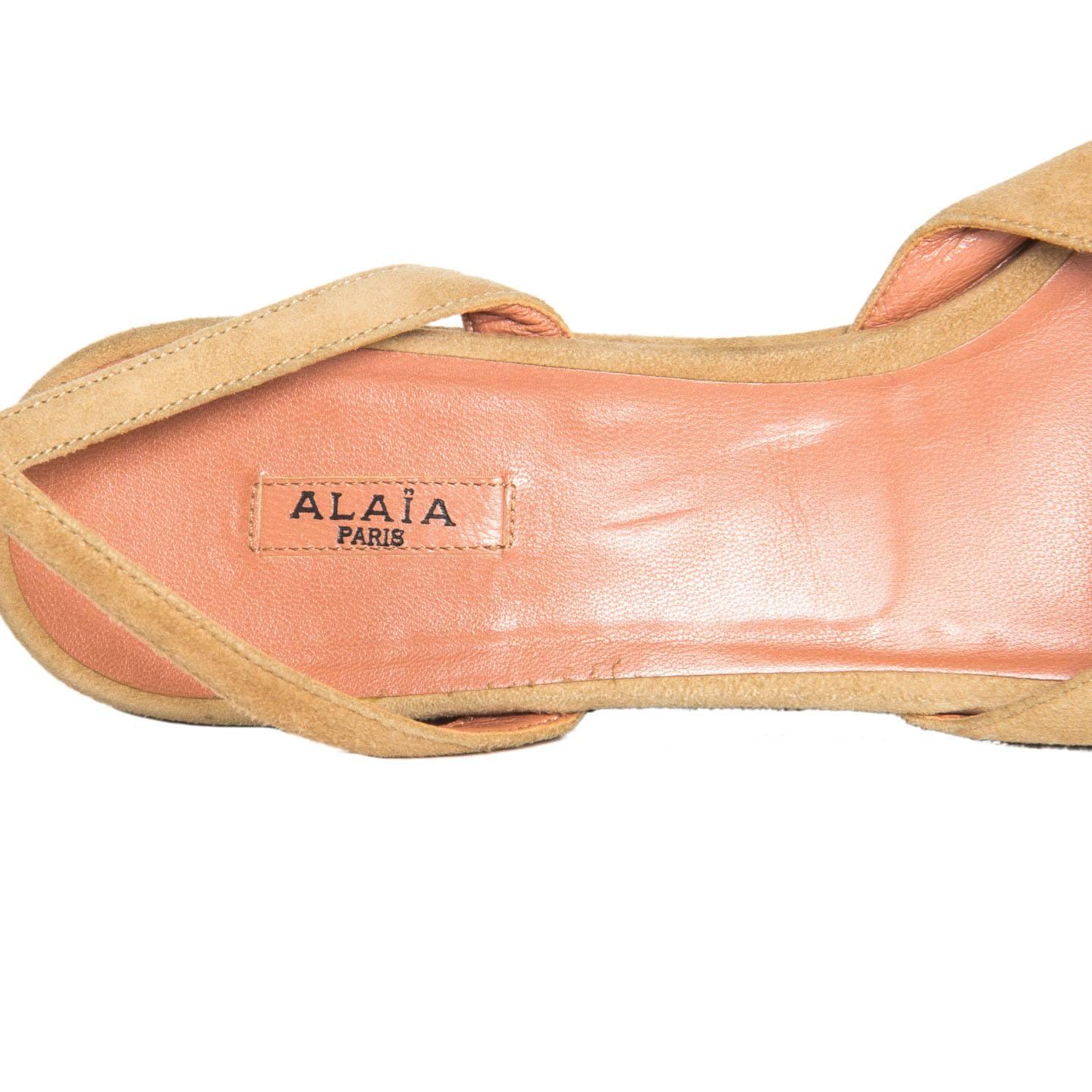 Orange Alaïa Tan Suede Wedge Sandals For Sale
