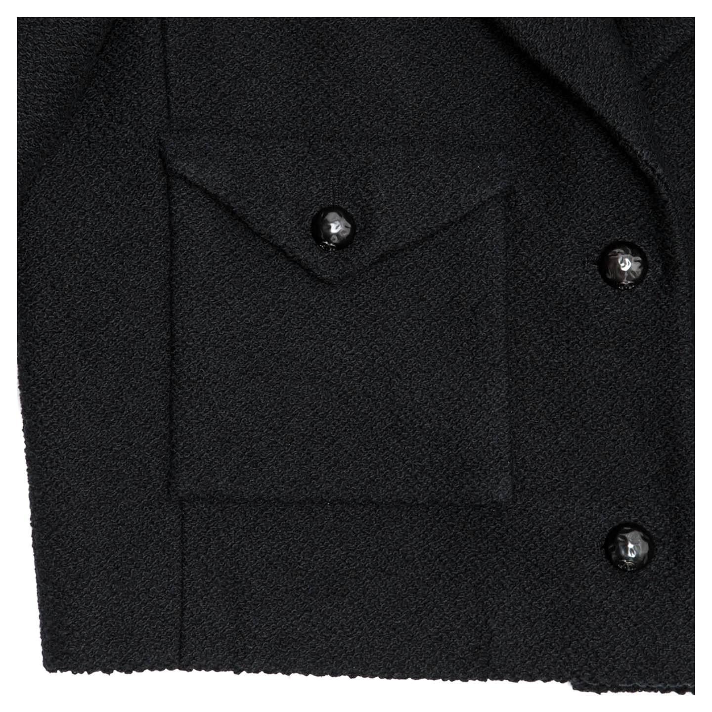 Chanel Black Cotton and Silk  3/4 Sleeve Cropped Jacket 2