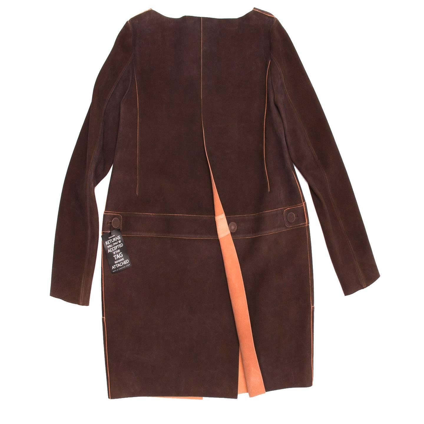 Chloe' Brown & Orange Suede Coat In New Condition For Sale In Brooklyn, NY