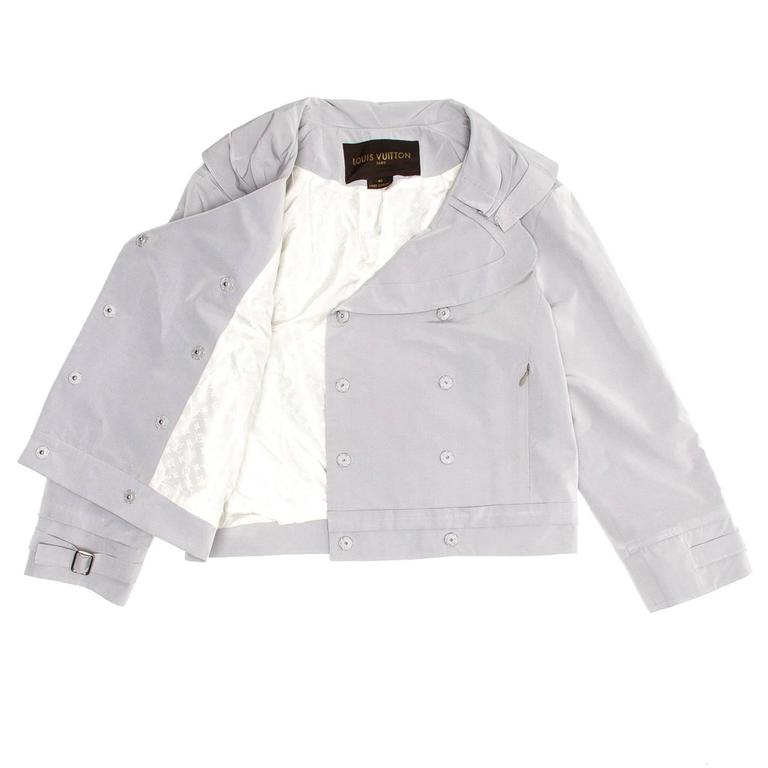 Louis Vuitton Grey Double Breasted Cropped Jacket For Sale at 1stDibs