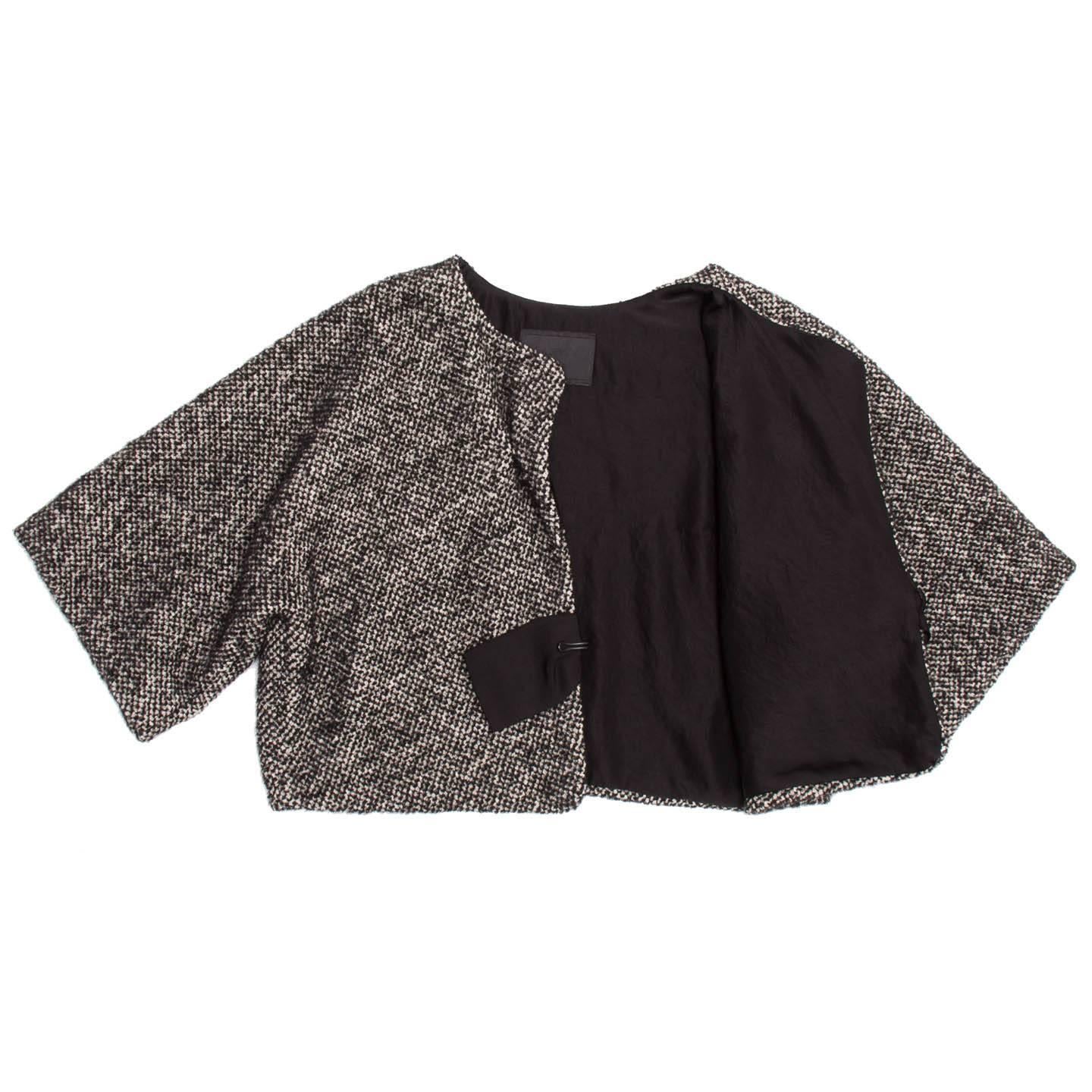 Black Lanvin Grey Tweed Cropped Jacket For Sale