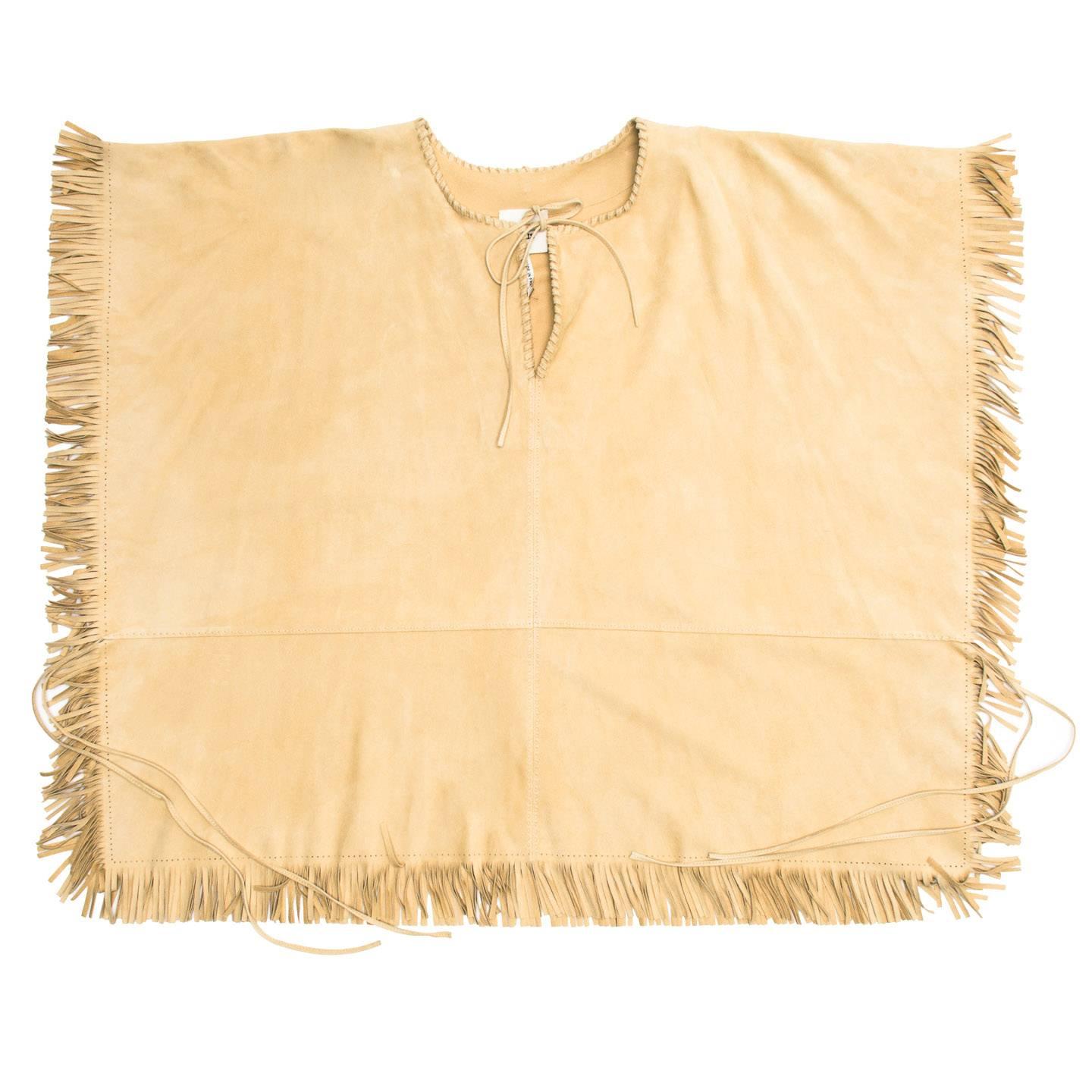 Women's Hermès Natural Suede Fringed Top