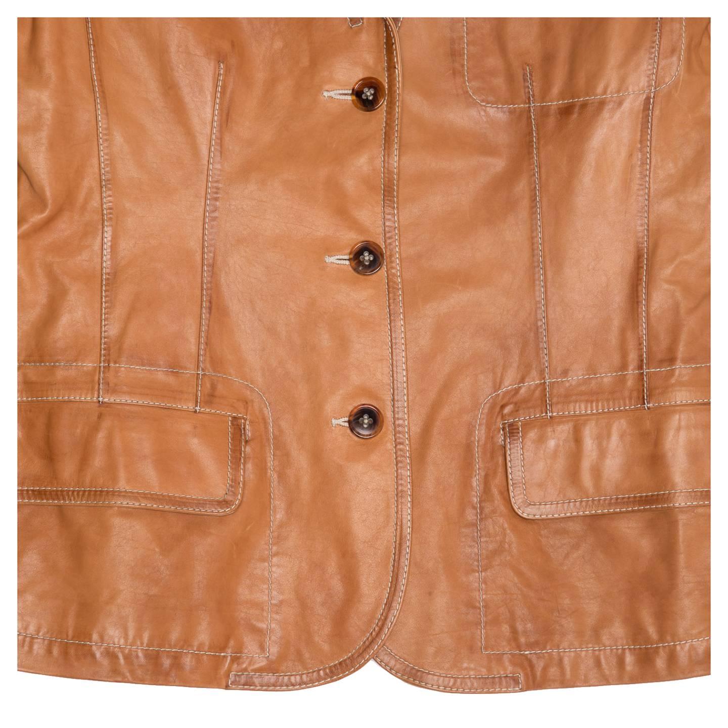 Jil Sander Tan Leather Blazer For Sale 1
