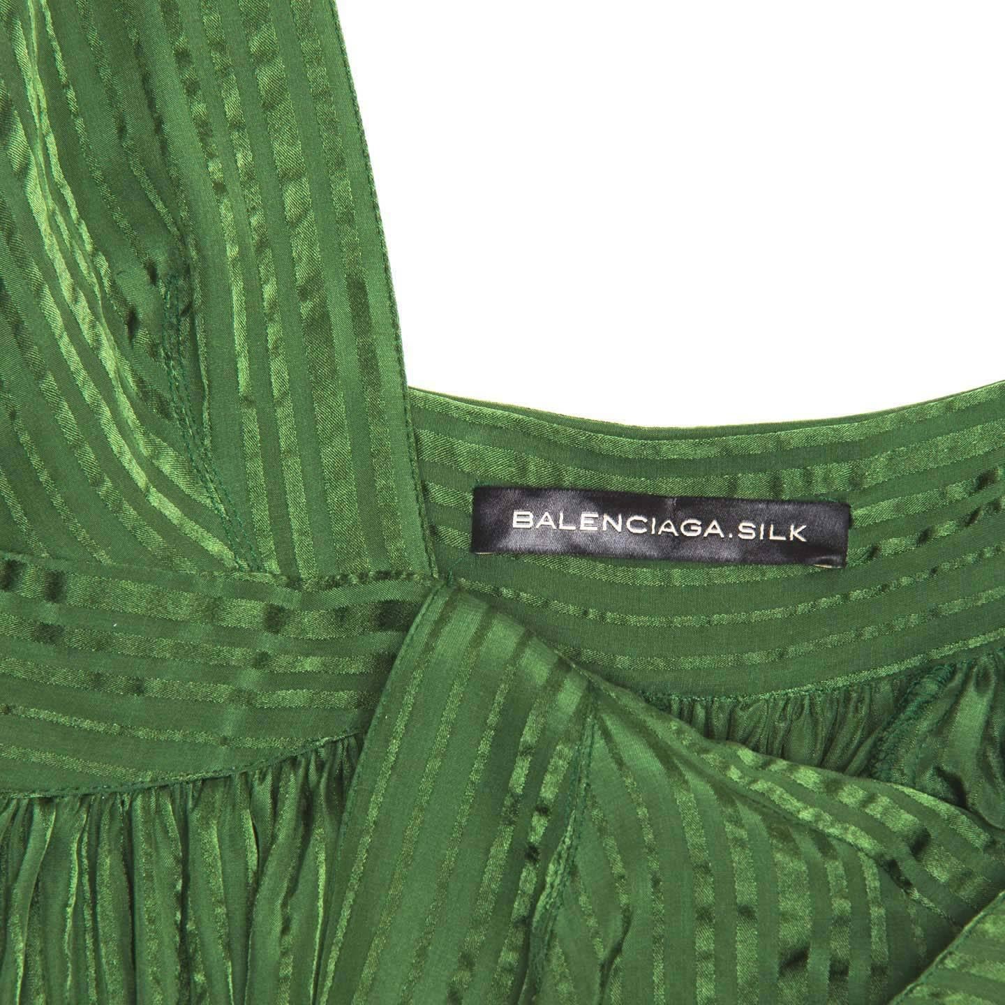 Women's Balenciaga Green Silk Long Dress For Sale