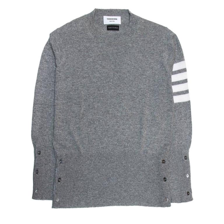 Thom Browne Grey Cashmere Crew Neck Pullover For Sale at 1stDibs | thom ...