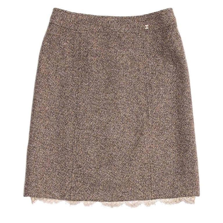 Chanel Brown Tweed Skirt Suit For Sale at 1stDibs | chanel skirt and ...