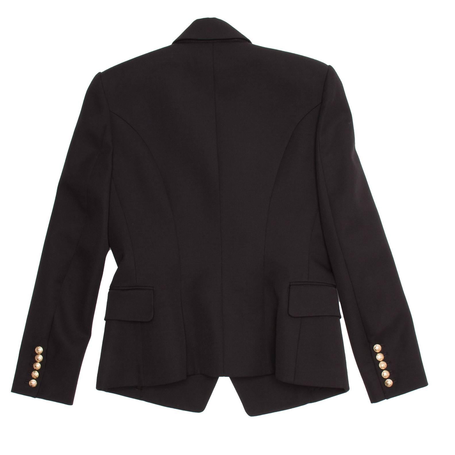 Balmain Black Wool Double Breasted Jacket In New Condition For Sale In Brooklyn, NY