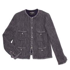 Chanel Navy & Grey Herringbone Jacket