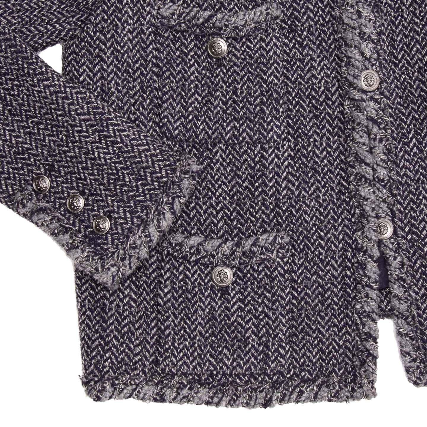 Women's Chanel Navy & Grey Herringbone Jacket