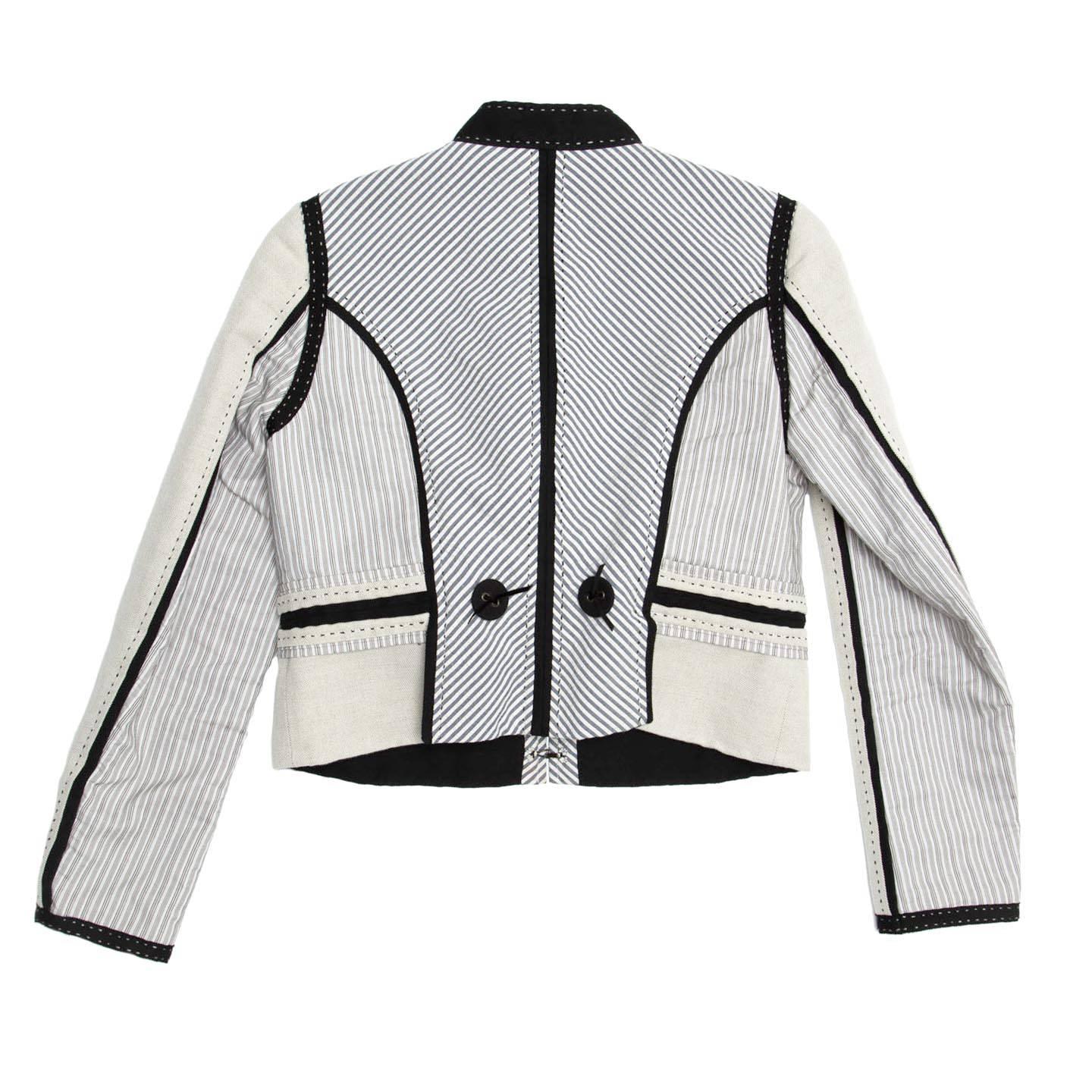 Gray Chloe' Multicolor Cotton & Linen Jacket For Sale