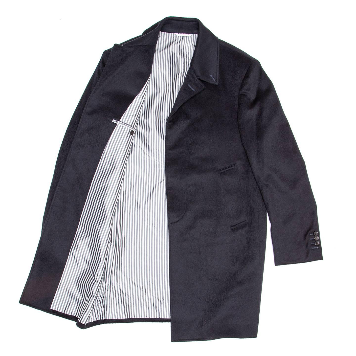 Thom Browne Midnight Blue Cashmere Men's Coat In New Condition In Brooklyn, NY