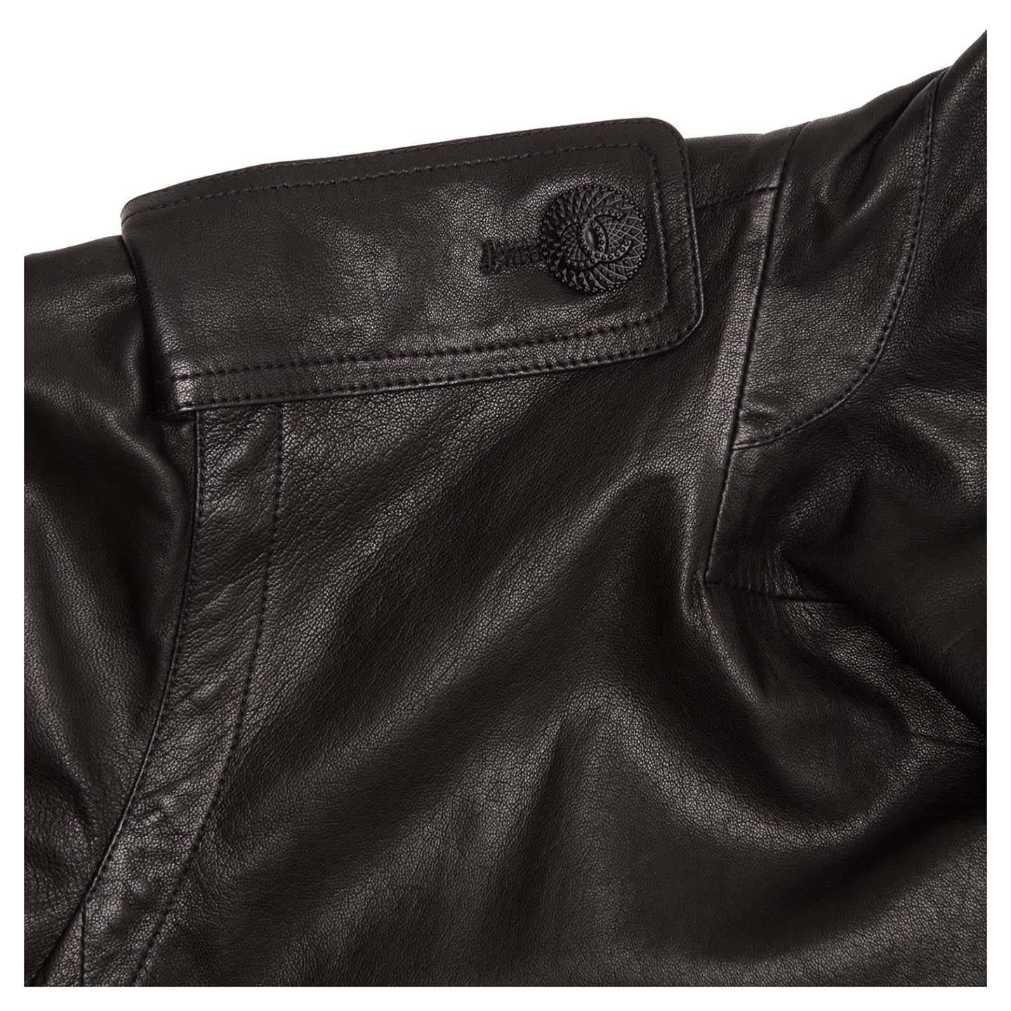 Women's Chanel Black Leather & Lace Moto Style Jacket For Sale