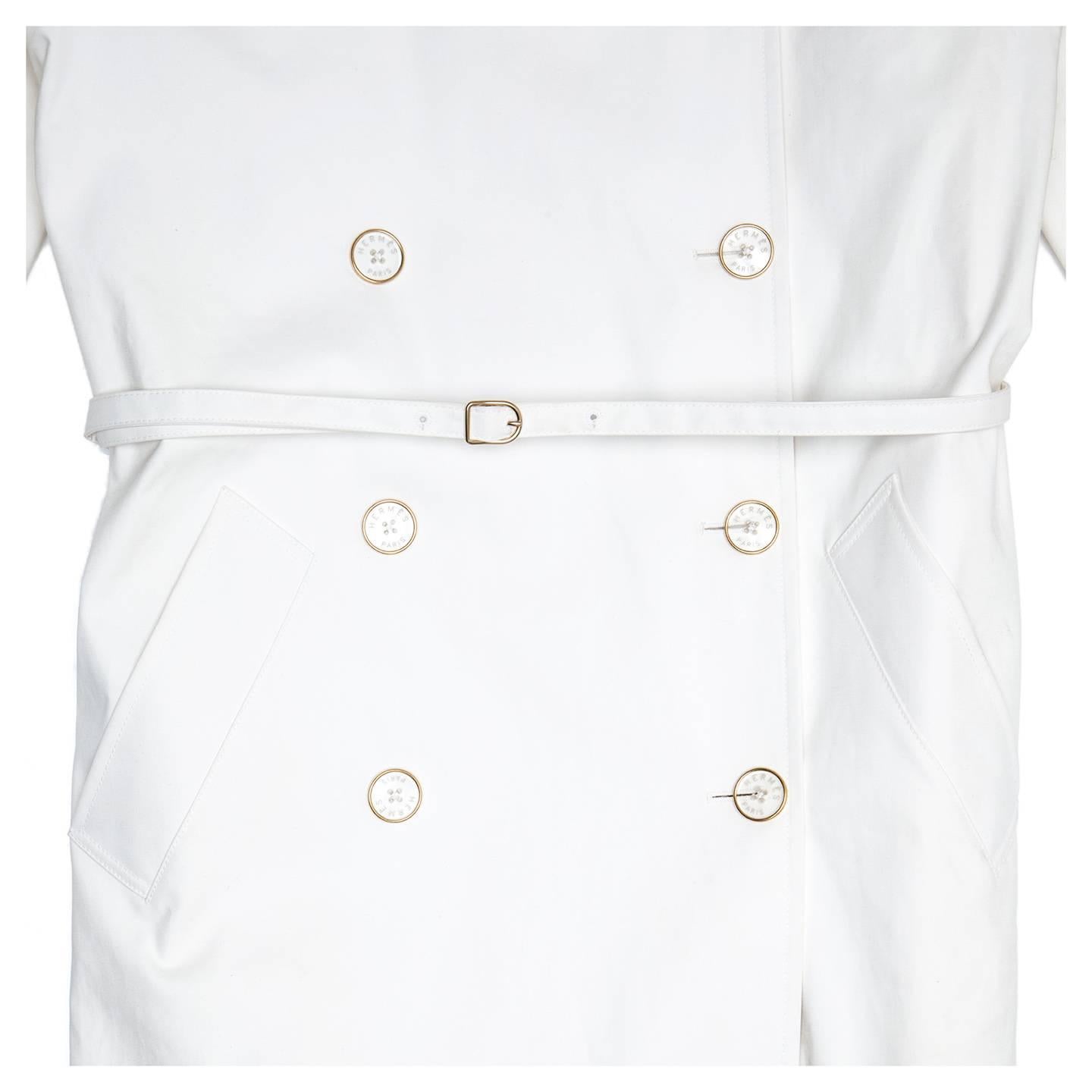 Hermès White Double Breasted Trench Coat For Sale 1