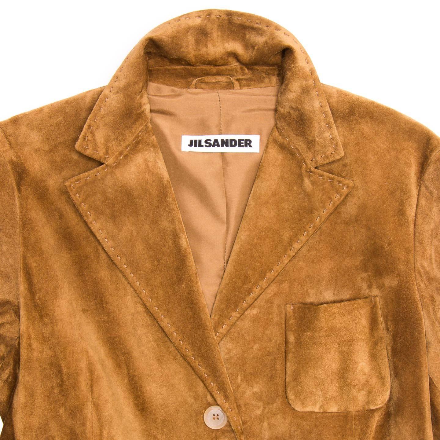 Jil Sander Caramel Suede Blazer In Excellent Condition For Sale In Brooklyn, NY