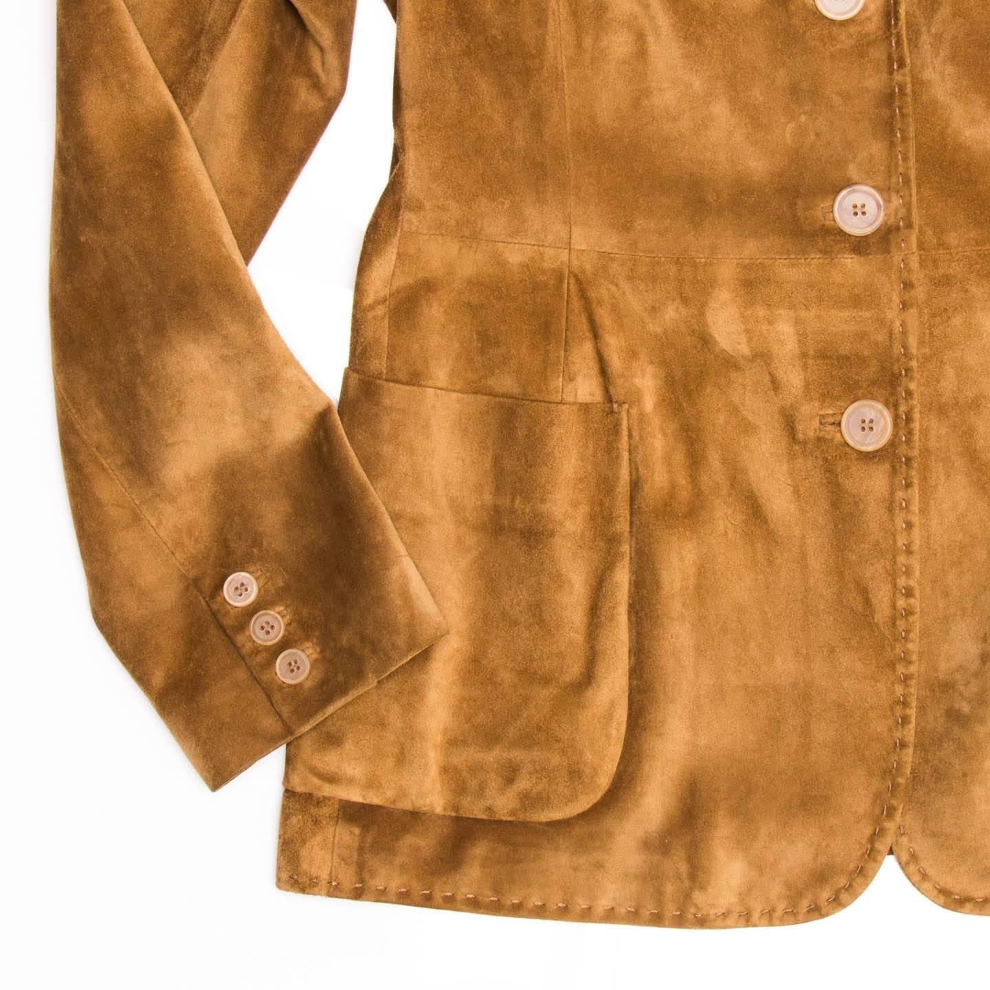 Women's Jil Sander Caramel Suede Blazer For Sale