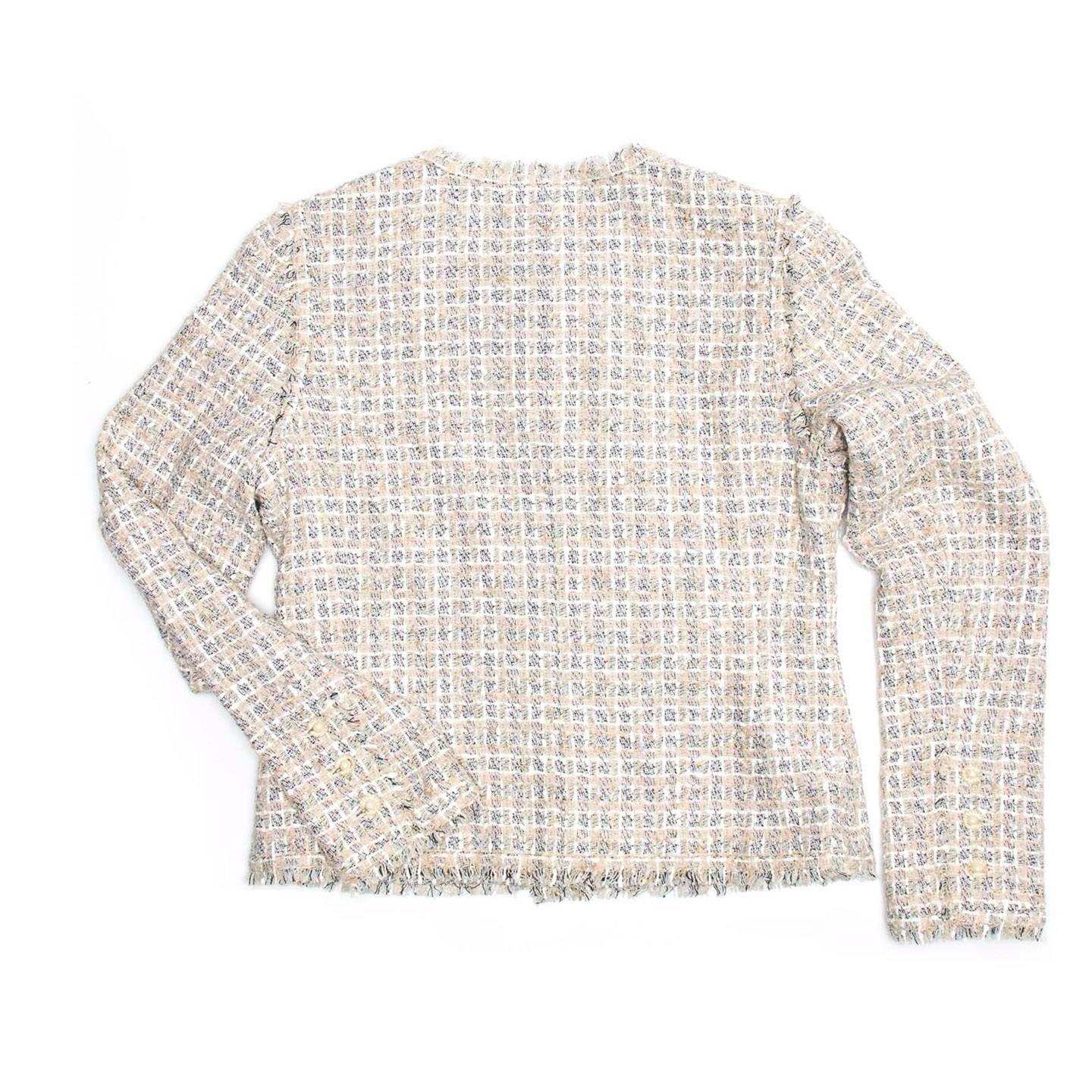 Beige Chanel Multicolor Cotton Tweed Jacket For Sale