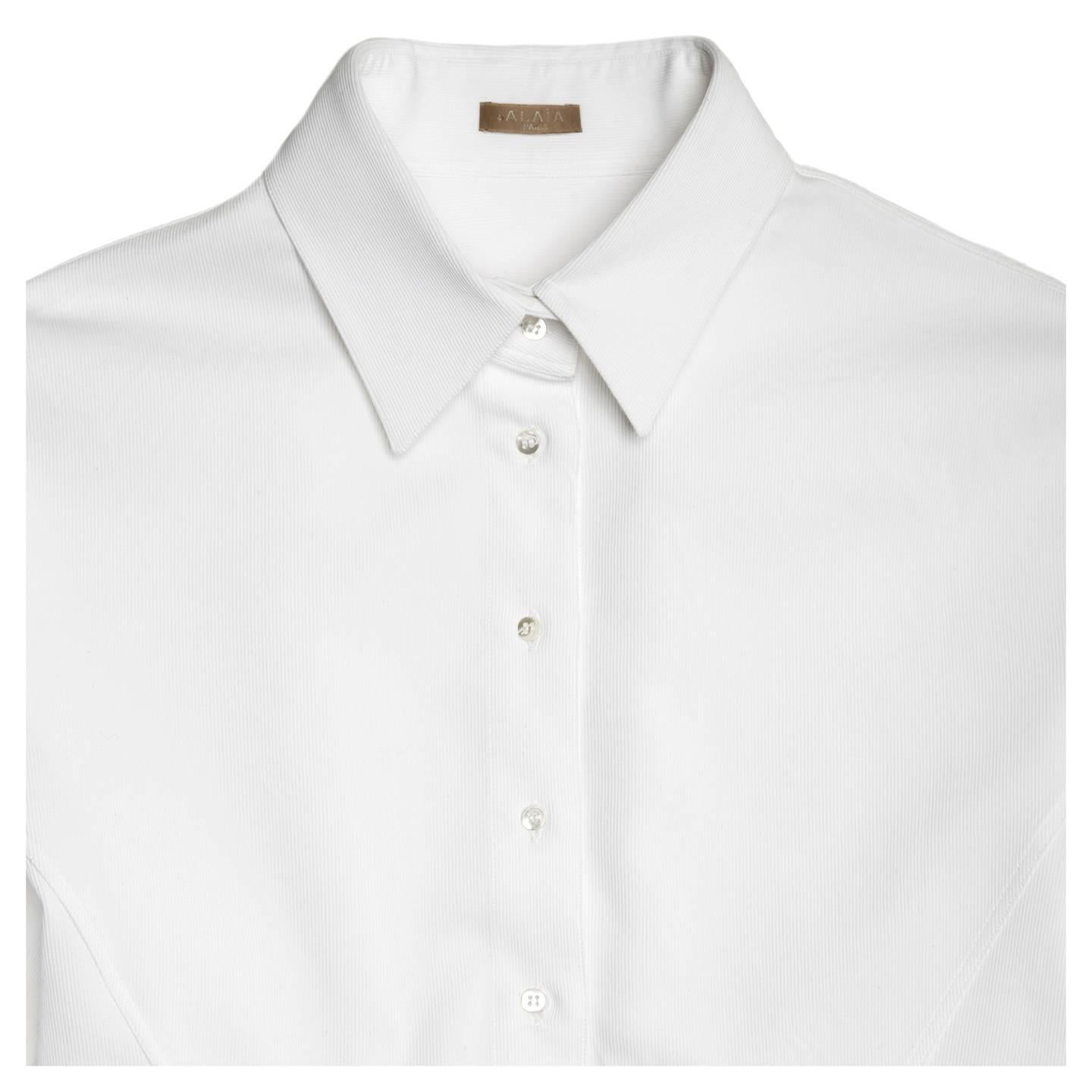 Alaïa White Twill Cotton Shirt In Excellent Condition In Brooklyn, NY