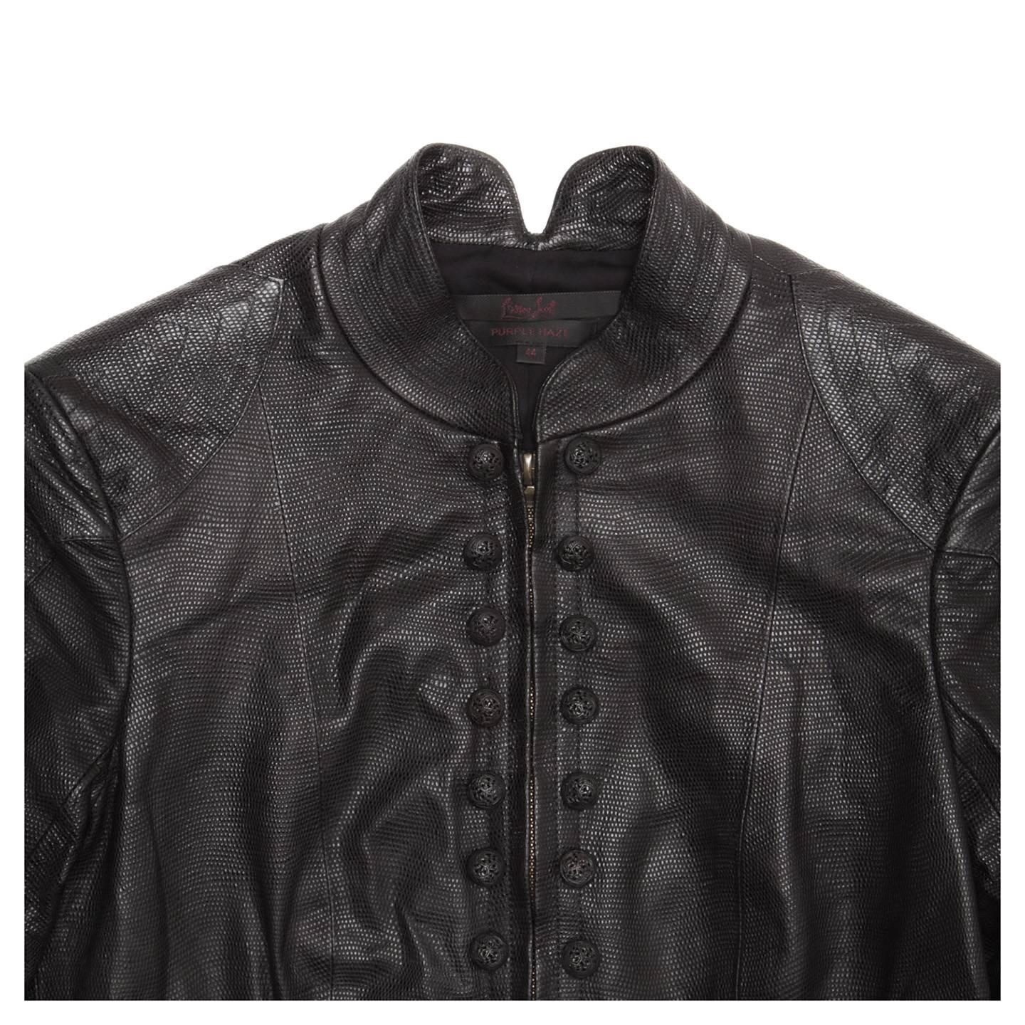 Lwren Scott Black Leather Zip Jacket For Sale 1